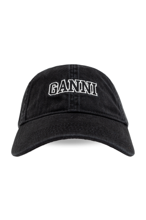 Beanie L Hats | Pink Beret with logo Ganni